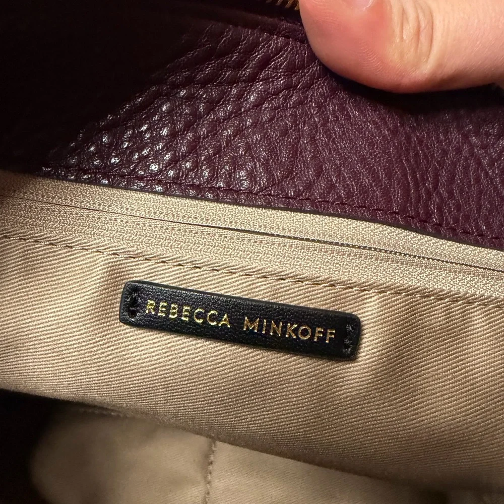 Rebecca Minkoff Darren Top Zip Shoulder Bag  Oxblood 100% Genuine Leather Gold - Picture 15 of 16